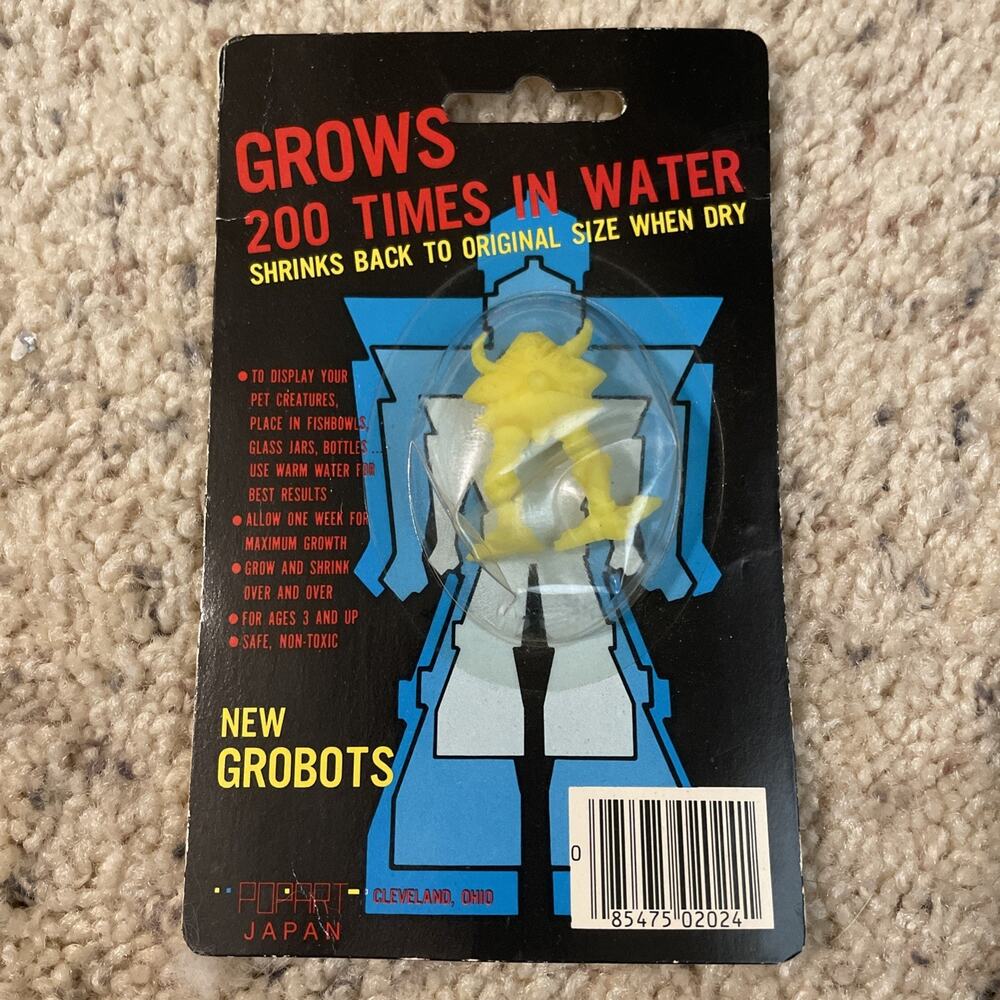 Vintage 1980s Grobots Robot NEW SEALED CARDED Grows 200x In Water Popart Japan